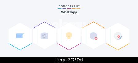 Whatsapp 25 Flat icon pack including map. ui. light. sign. basic Stock Vector