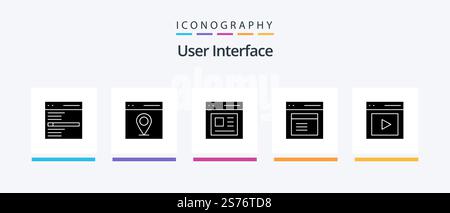 User Interface Glyph 5 Icon Pack Including modal. communication. user. interface. Creative Icons Design Stock Vector