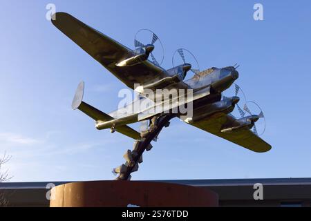 Lancaster Bomber sculpture at the International Bomber Command Centre, Lincoln Stock Photo