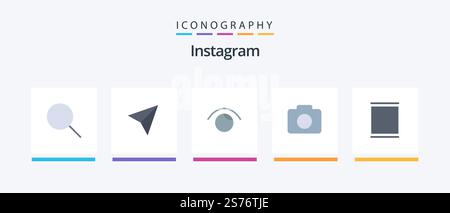 Instagram Flat 5 Icon Pack Including . sets. watch. instagram. image. Creative Icons Design Stock Vector