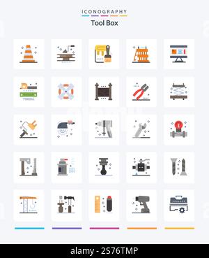 Creative Tools 25 Flat icon pack  Such As construction. architecture. dye. tools. construction Stock Vector