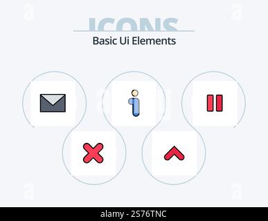 Basic Ui Elements Line Filled Icon Pack 5 Icon Design. sign. arrows. media. arrow. up Stock Vector