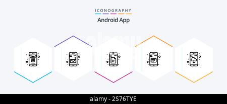 Android App 25 Line icon pack including app. date. data. calendar. agenda Stock Vector