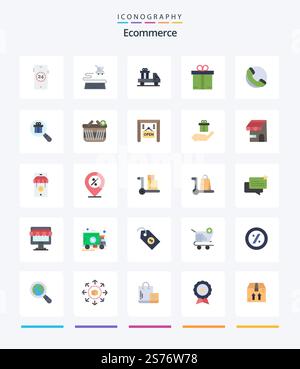 Creative Ecommerce 25 Flat icon pack  Such As basket. ecommerce. ecommerce. gift. shop Stock Vector