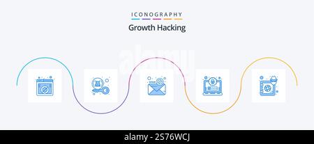 Hacking Blue 5 Icon Pack Including secure. lock. security. account. virus Stock Vector