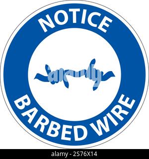 Notice Sign Barbed Wire On White Background Stock Vector