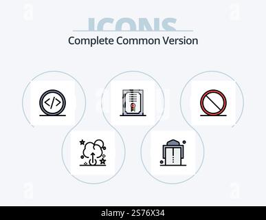Complete Common Version Line Filled Icon Pack 5 Icon Design. click. drop. bubble. drink. talk Stock Vector
