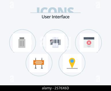 User Interface Flat Icon Pack 5 Icon Design. communication. user. delete. line. basic Stock Vector