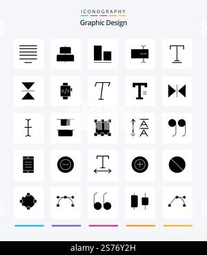Creative Design 25 Glyph Solid Black icon pack  Such As vertical. flip. vertical. underline. font Stock Vector
