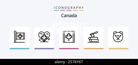 Canada Line 5 Icon Pack Including canada. gloves. note. canada. alpine. Creative Icons Design Stock Vector