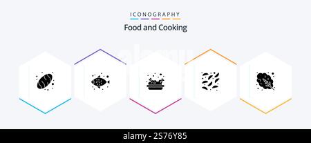 Food 25 Glyph icon pack including . . nachos. food. leaves Stock Vector