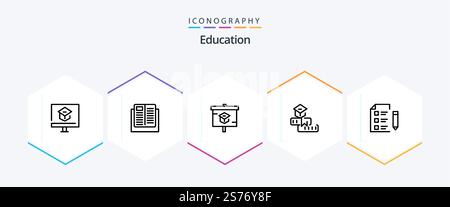 Education 25 Line icon pack including learning. education. learning. presentation Stock Vector