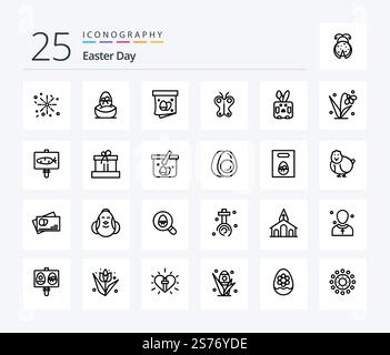 Easter 25 Line icon pack including easter. nature. egg. easter. animal Stock Vector
