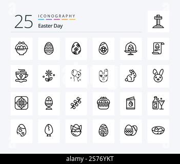 Easter 25 Line icon pack including easter. tea. egg. egg. data Stock Vector