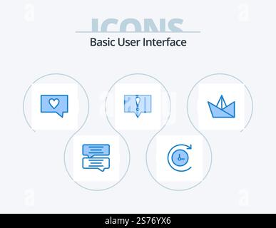 Basic Blue Icon Pack 5 Icon Design. . alert. . origami Stock Vector