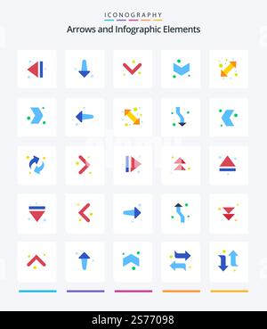 Creative Arrow 25 Flat icon pack  Such As arrow. back. left. arrow. multimedia Stock Vector