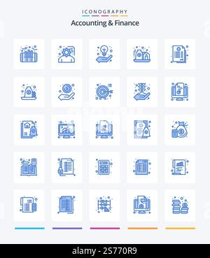 Creative Accounting And Finance 25 Blue icon pack  Such As contract. care. business. investment. asset Stock Vector