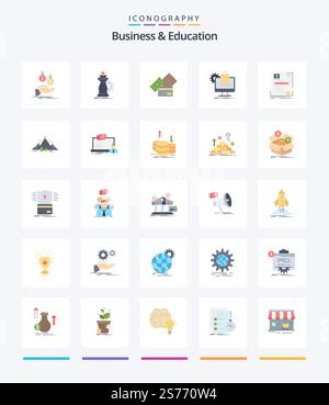 Creative Business And Education 25 Flat icon pack  Such As ecommerce. shopping. knight. wallet. currency Stock Vector