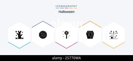 Halloween 25 Glyph icon pack including halloween trident. eve. halloween. spooky. horror Stock Vector