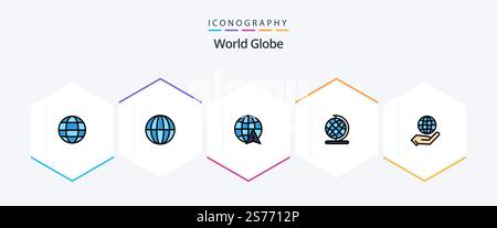 Globe 25 FilledLine icon pack including . internet. globe. globe. globe Stock Vector