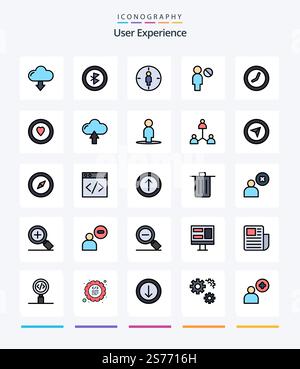 Creative User Experience 25 Line FIlled icon pack  Such As watch. clock. male. . block Stock Vector