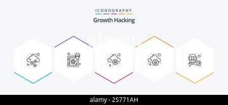 Hacking 25 Line icon pack including internet. lock. safe. cloud. error Stock Vector