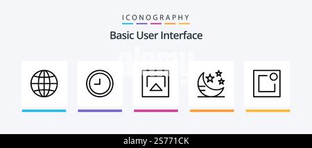 Basic Line 5 Icon Pack Including . ui. link. chain. Creative Icons Design Stock Vector
