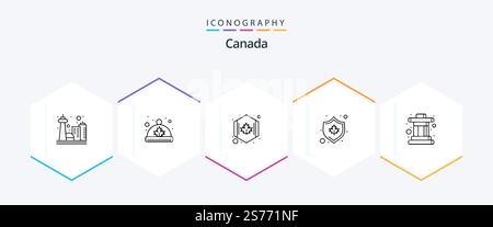 Canada 25 Line icon pack including inukshuk. shield. canada. security. canada Stock Vector