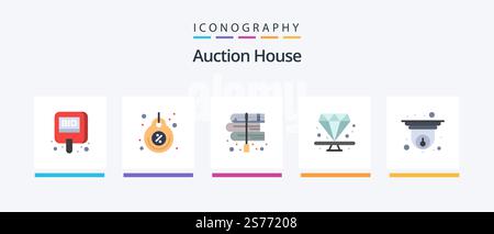 Auction Flat 5 Icon Pack Including jewel. premium. tag. laws. education. Creative Icons Design Stock Vector