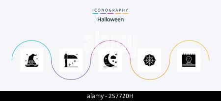 Halloween Glyph 5 Icon Pack Including holidays. halloween. holiday. ghost. web icon Stock Vector