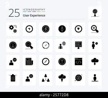 User Experience 25 Solid Glyph icon pack including target. male . pointer. man . signal Stock Vector
