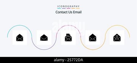 Email Glyph 5 Icon Pack Including . sms. delete. mail Stock Vector