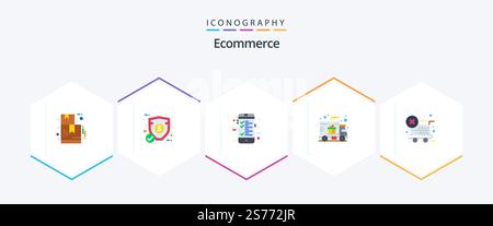 Ecommerce 25 Flat icon pack including . ecommerce. calculation. checkout. shipping Stock Vector