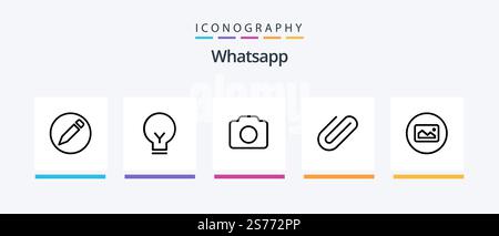 Whatsapp Line 5 Icon Pack Including tea. add. basic. clip. attachment. Creative Icons Design Stock Vector
