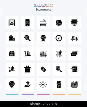 Creative Ecommerce 25 Glyph Solid Black icon pack  Such As shop. ecommerce. shop. bag. store Stock Vector