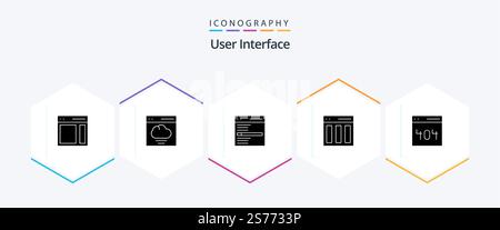 User Interface 25 Glyph icon pack including content. columns. user. user. interface Stock Vector