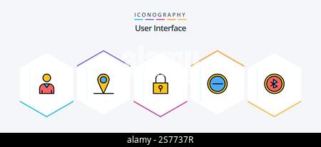 User Interface 25 FilledLine icon pack including . user interface. password lock. ui. user Stock Vector