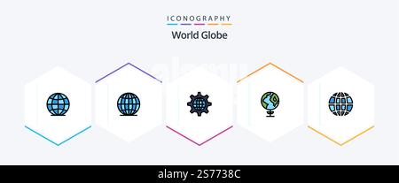 Globe 25 FilledLine icon pack including . . eco. internet. global Stock Vector