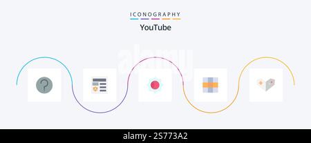 Youtube Flat 5 Icon Pack Including . videogame. basic. gamepad. ui Stock Vector