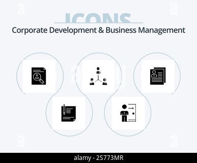 Corporate Development And Business Management Glyph Icon Pack 5 Icon Design. cv. clipboard. employee. application. person Stock Vector