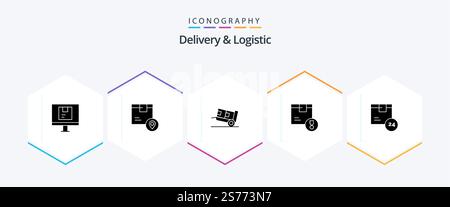 Delivery And Logistic 25 Glyph icon pack including delivery. achievement. placeholder. logistic Stock Vector
