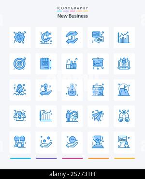 Creative New Business 25 Blue icon pack  Such As chart. analytic. hand. analysis. communication Stock Vector