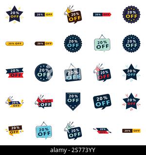 25 Eye-Catching Sale Banners: 20% Off in a Variety of Styles Stock Vector