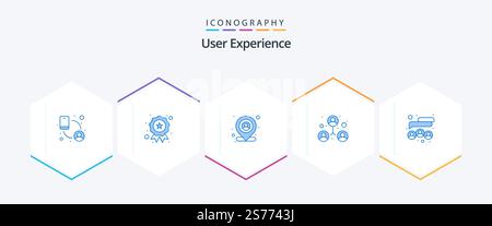 User Experience 25 Blue icon pack including team. people. map. friends. people Stock Vector