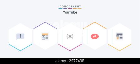 Youtube 25 Flat icon pack including basic. arrow. basic. chat. ux Stock Vector