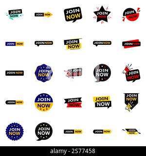 Join Now 25 High quality Typographic Elements to drive sign ups Stock Vector