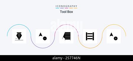 Tools Glyph 5 Icon Pack Including . tools. cursor Stock Vector