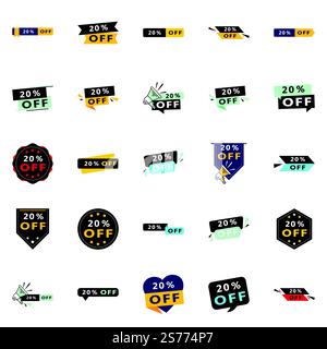 25 Eye-Catching Sale Banners: 20% Off in a Variety of Styles Stock Vector