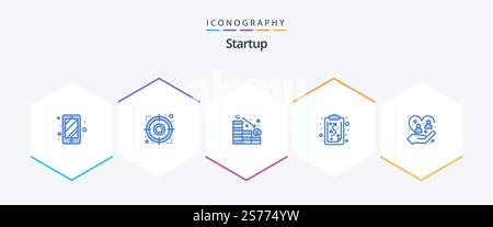 Startup 25 Blue icon pack including human. care. decrease. tactics. path Stock Vector