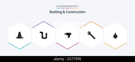 Building And Construction 25 Glyph icon pack including option. electronics. repair. cordless. power Stock Vector